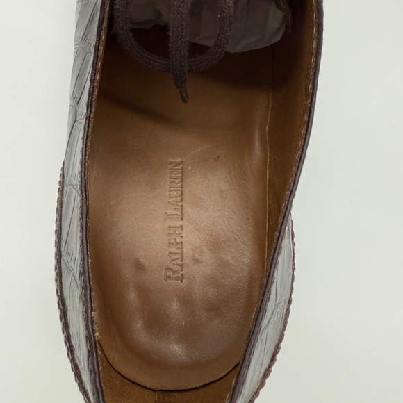 Classic Ralph Lauren Crocodile Embossed Leather Oxfords – Women’s 10B - Picture 5 of 9